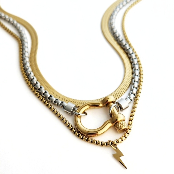 boutique Jewelry - Mixed Metals Layered Necklace Set